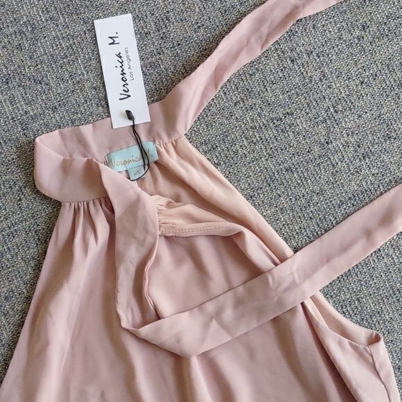 Veronica‎ M. Los Angeles Blush Side Tie Halter Blouse Sz XS - Picture 9 of 10